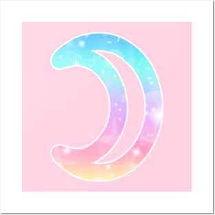 The Moon Planet Symbol in Magical Unicorn Colors Posters and Art